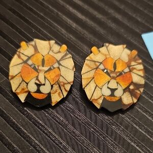 Geometric Lion Earrings